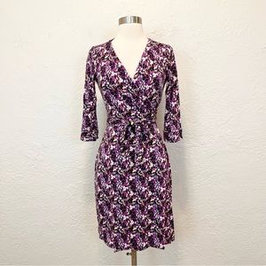 Diane von Furstenberg Floral Julian Wrap Dress Purple 8